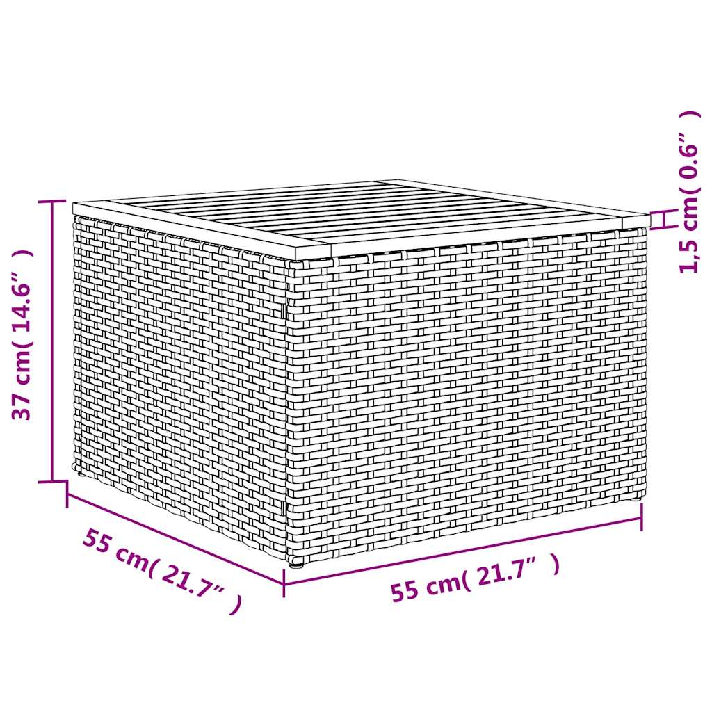 Vrtni set od 7 dijelova s jastucima, crni poliratan
