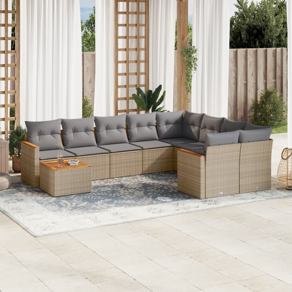 10-dijelni set vrtnih sofa od poliratana s jastucima