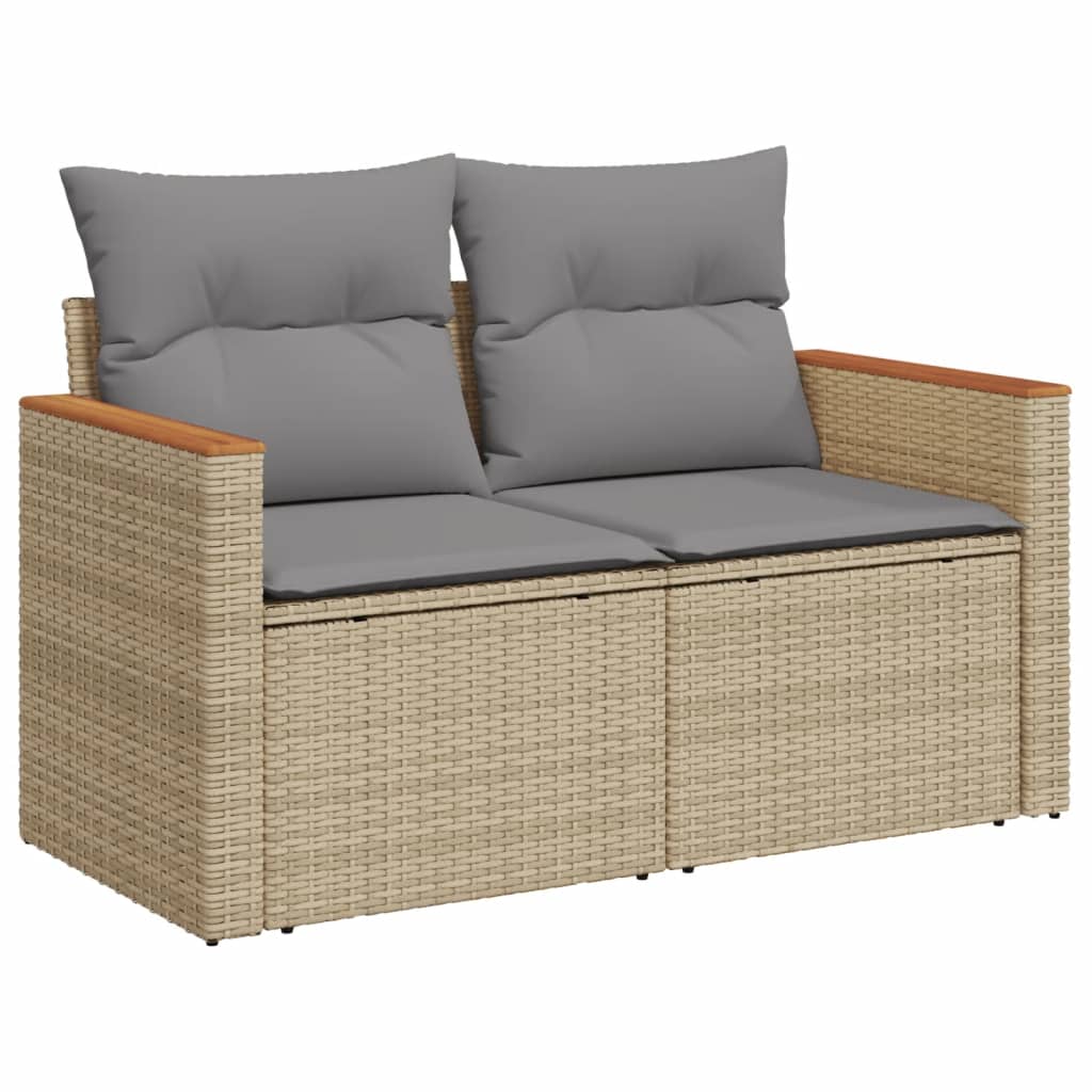 11-dijelni set vrtnih sofa s jastucima bež od poliratana