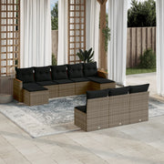 10-dijelni set vrtnih sofa od poliratana s jastucima sivi Siva 61 x 62 x 69 cm