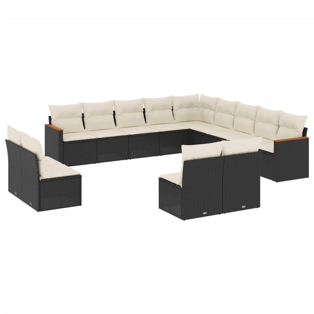 13-dijelni set vrtnih sofa s jastucima poliratan crni