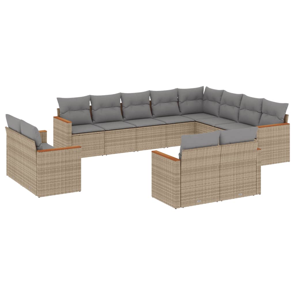 12-dijelni set vrtnih sofa s jastucima bež od poliratana