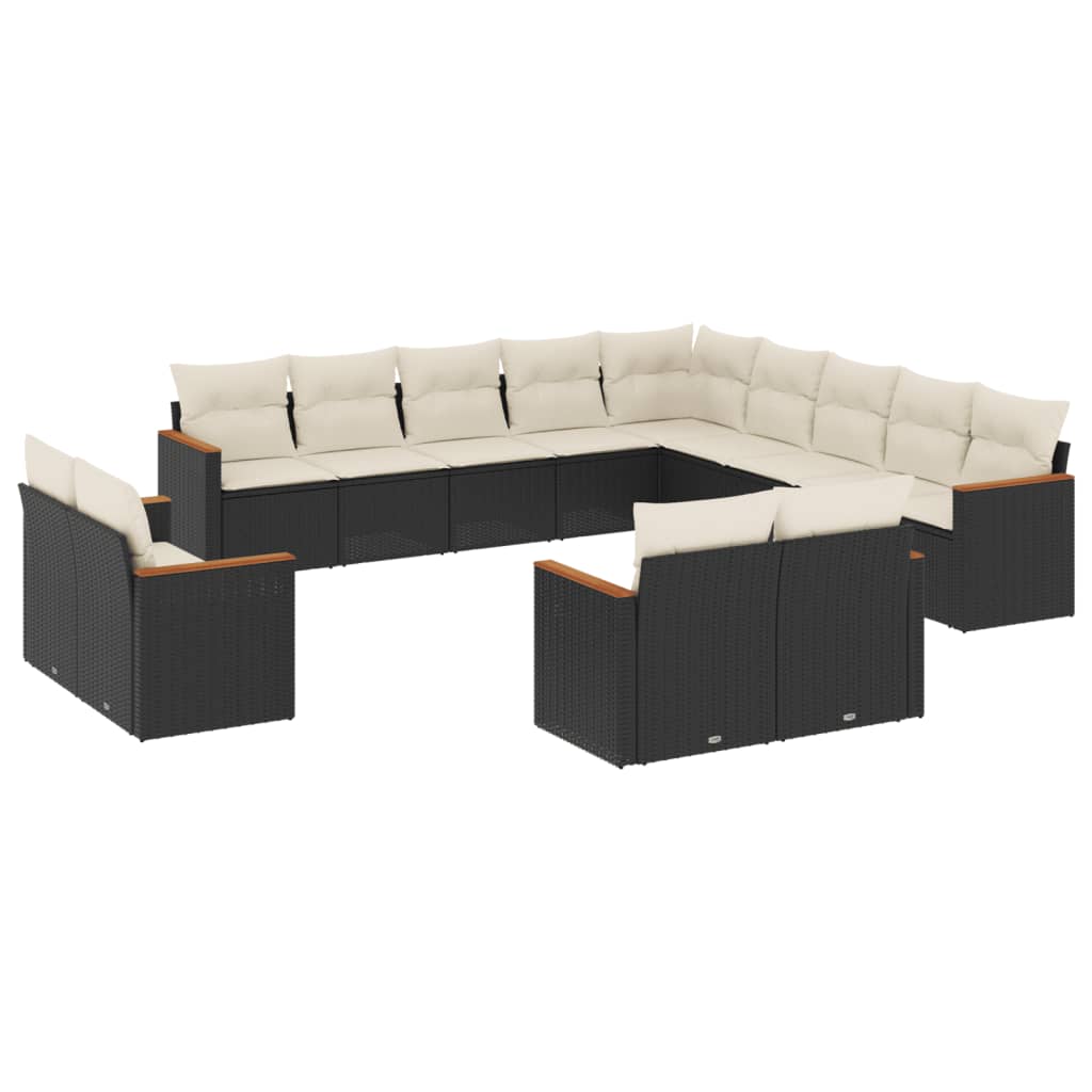 13-dijelni set vrtnih sofa s jastucima poliratan crni