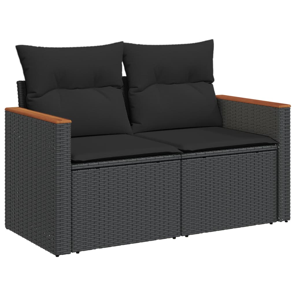 14-dijelni set vrtnih sofa s jastucima poliratan crni