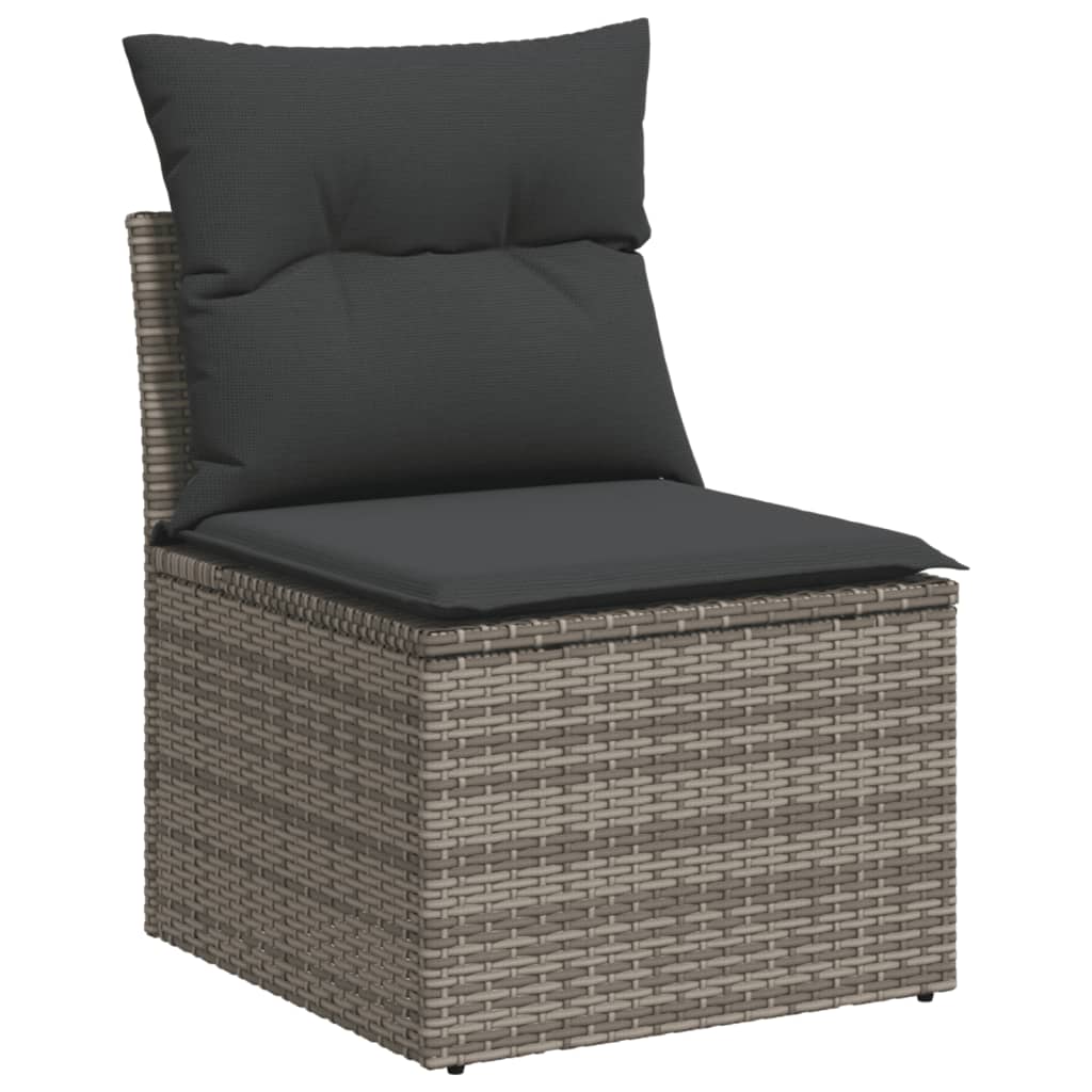 8-dijelni set vrtnih sofa od poliratana s jastucima sivi