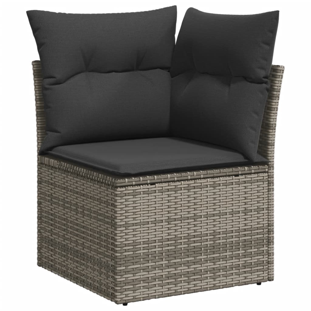 8-dijelni set vrtnih sofa od poliratana s jastucima sivi
