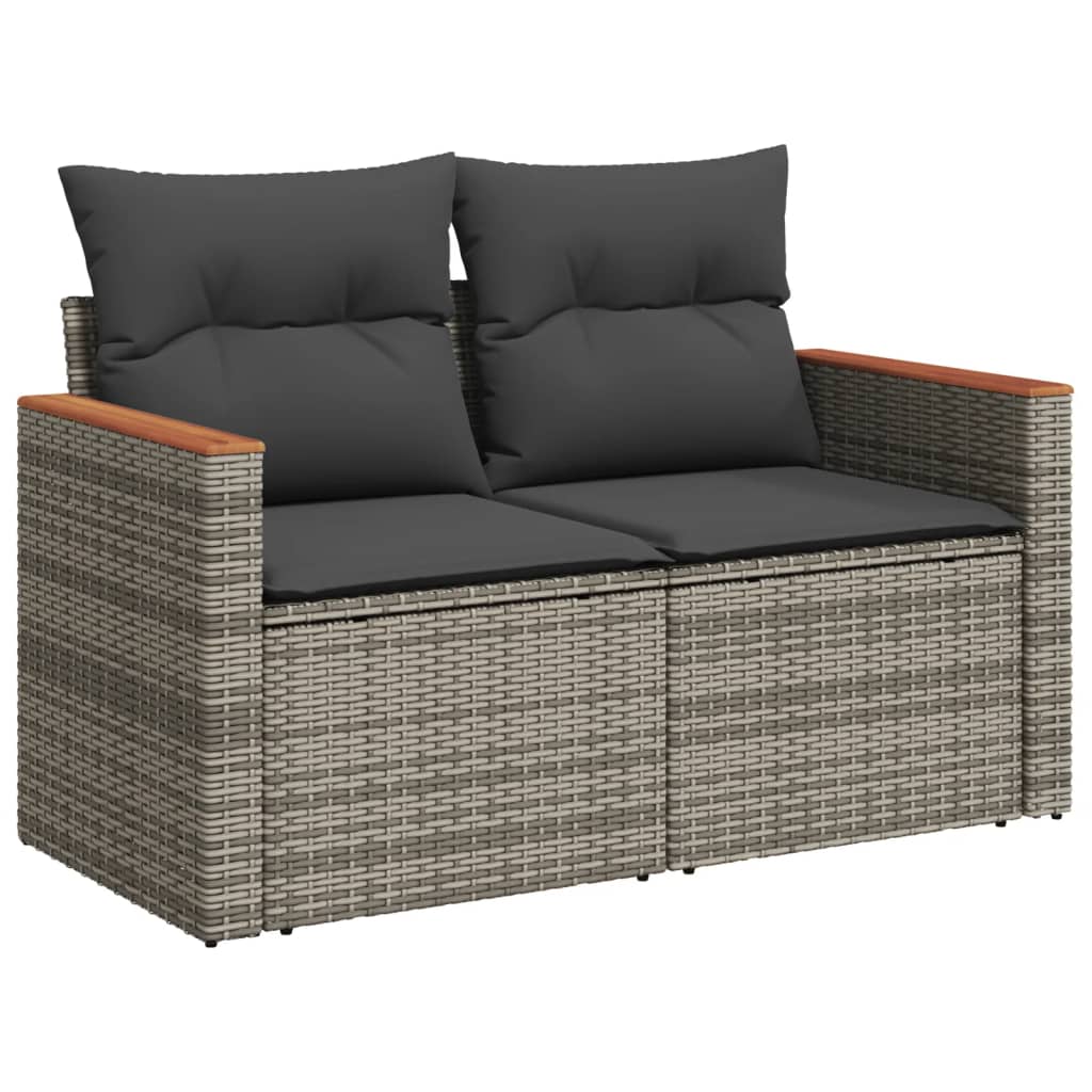 8-dijelni set vrtnih sofa od poliratana s jastucima sivi