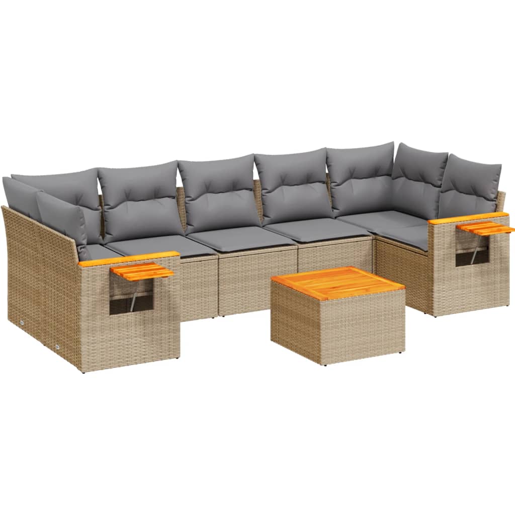 8-dijelni set vrtnih sofa od poliratana s jastucima bež