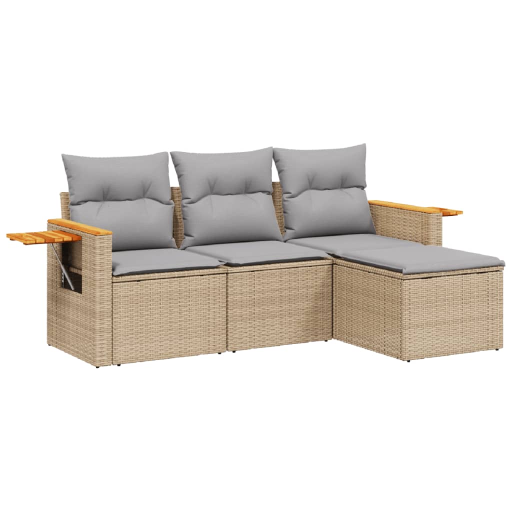 4-dijelni set vrtnih sofa s jastucima bež od poliratana