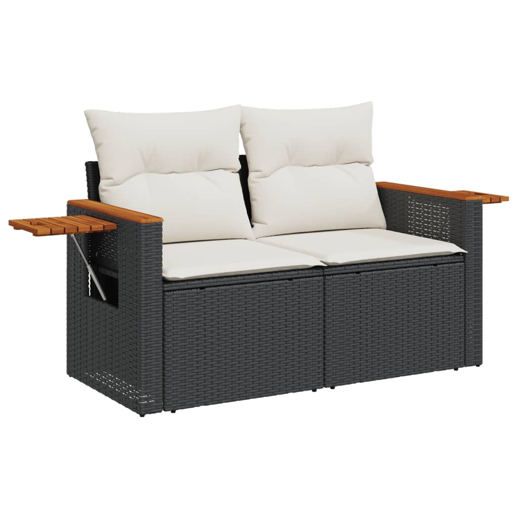 6-dijelni set vrtnih sofa s jastucima crni od poliratana