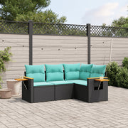 4-dijelni set vrtnih sofa od poliratana s jastucima crni
