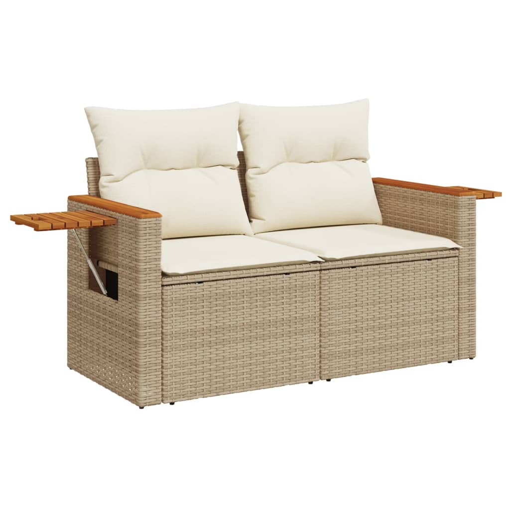 5-dijelni vrtni set sofa s jastucima bež od poliratana
