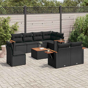 9-dijelni set vrtnih sofa s jastucima crni od poliratana