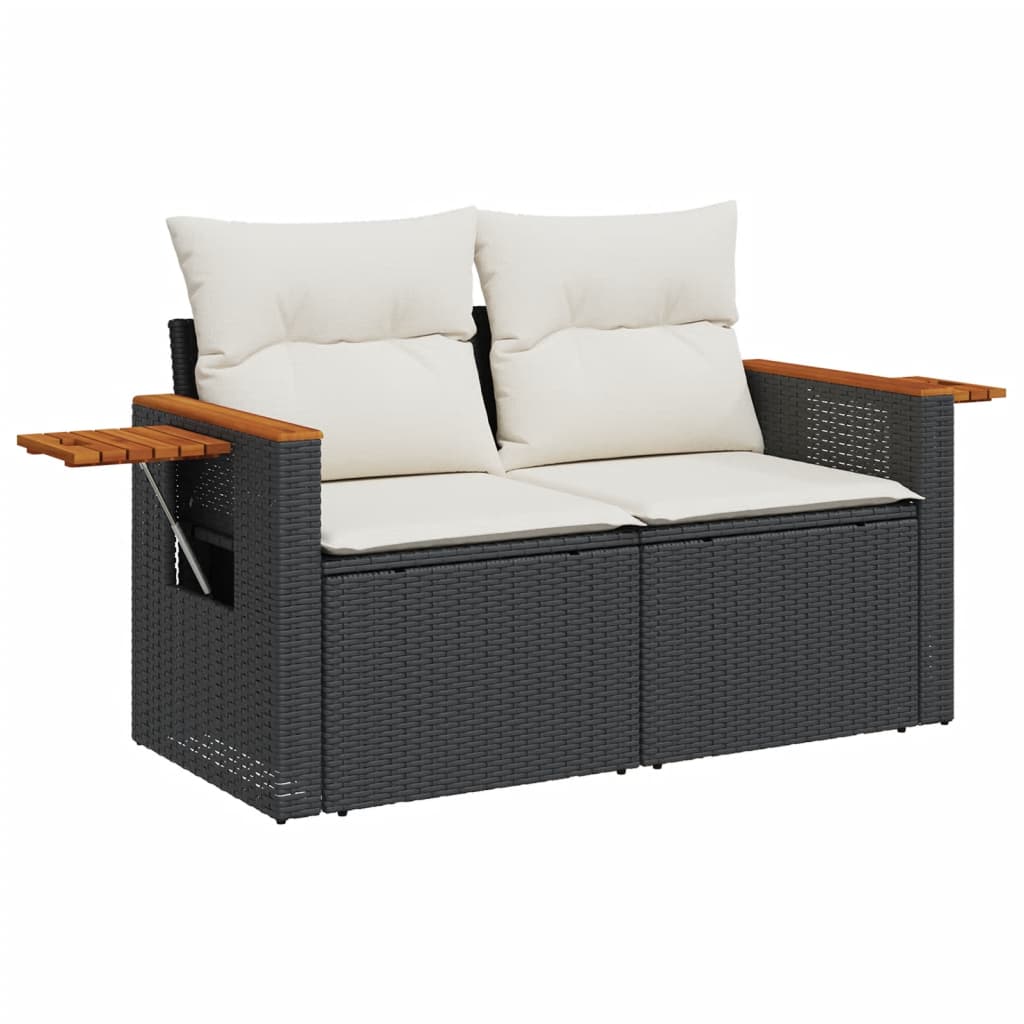 7-dijelni set vrtnih sofa od poliratana s jastucima crni