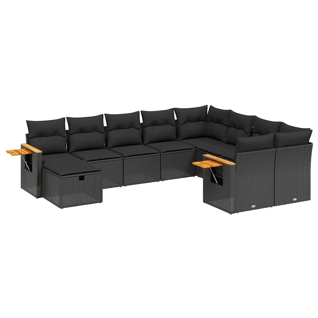 10-dijelni set vrtnih sofa s jastucima bež od poliratana