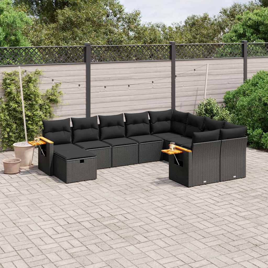10-dijelni set vrtnih sofa s jastucima bež od poliratana