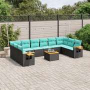 11-dijelni set vrtnih sofa od poliratana s jastucima crni Crna 85 x 62 x 69 cm