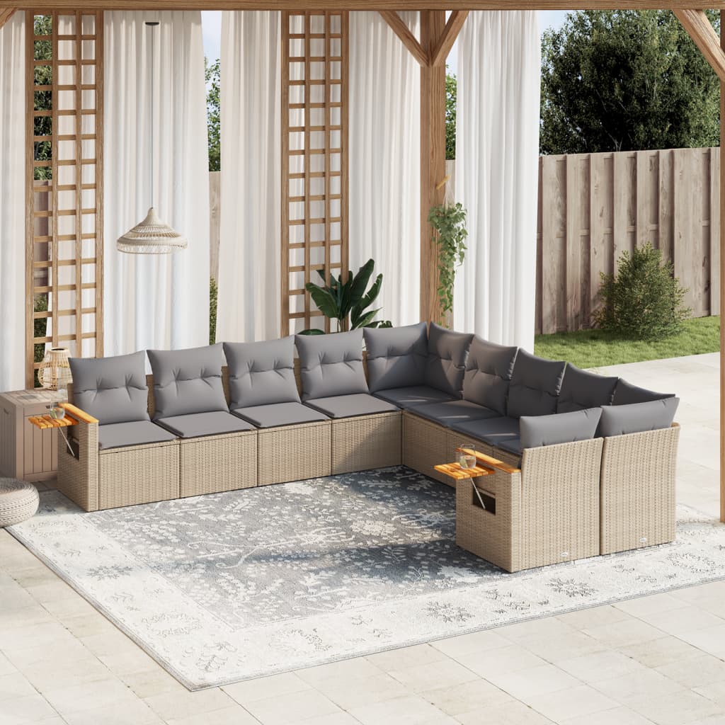 10-dijelni set vrtnih sofa od poliratana s jastucima