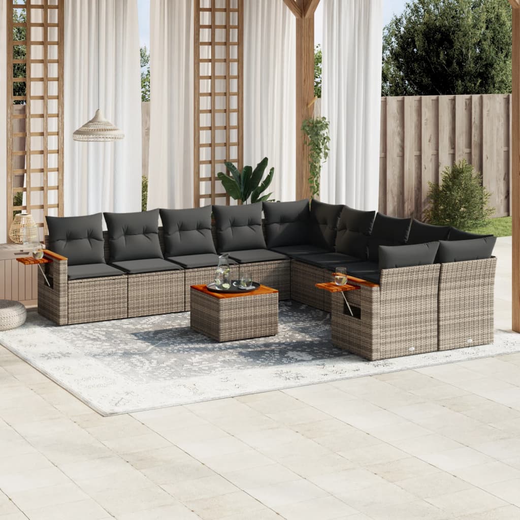 10-dijelni set vrtnih sofa od poliratana s jastucima