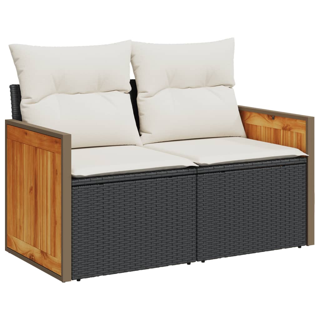 4-dijelni set vrtnih sofa od poliratana s jastucima crni