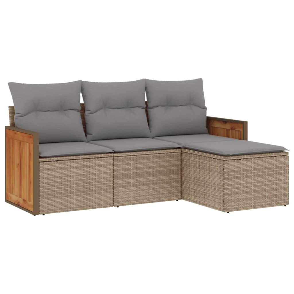 4-dijelni set vrtnih sofa s jastucima bež od poliratana