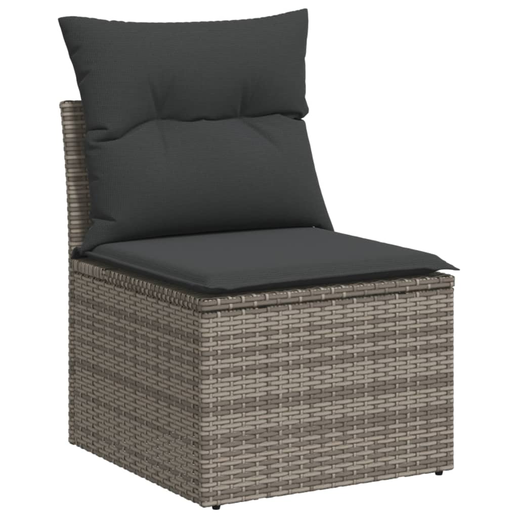 6-dijelni set vrtnih sofa od poliratana s jastucima sivi