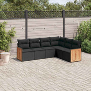 6-dijelni set vrtnih sofa s jastucima crni od poliratana