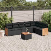 8-dijelni set vrtnih sofa od poliratana s jastucima crni