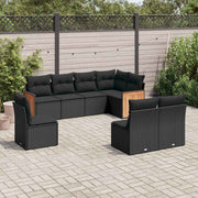 8-dijelni set vrtnih sofa od poliratana s jastucima crni
