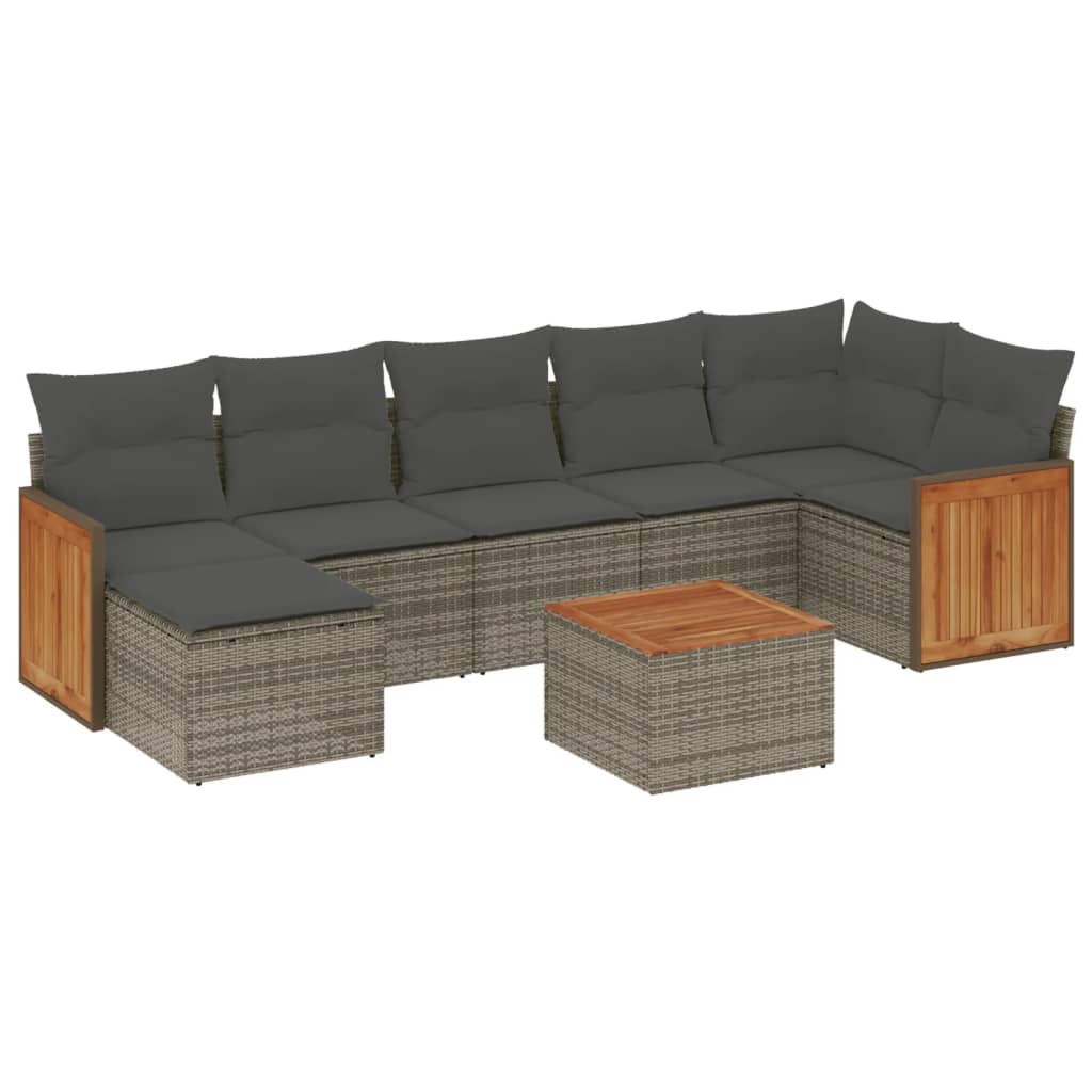 8-dijelni set vrtnih sofa od poliratana s jastucima sivi