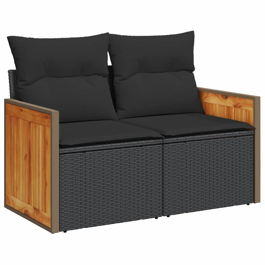 7-dijelni set vrtnih sofa od poliratana s jastucima crni