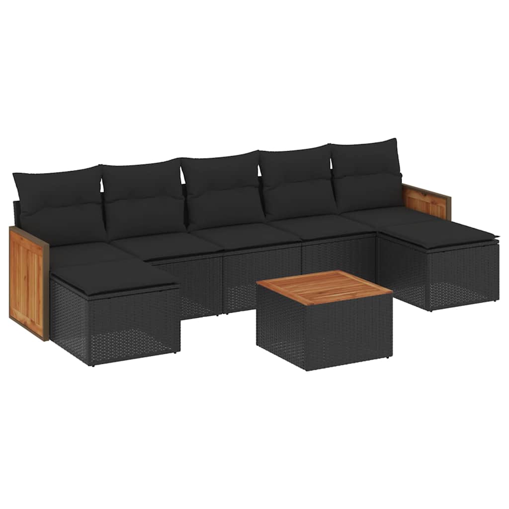 8-dijelni set vrtnih sofa od poliratana s jastucima crni