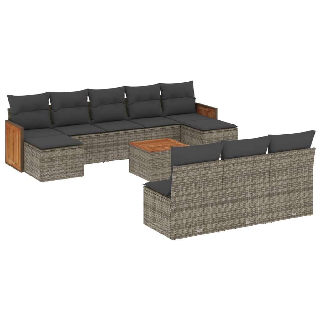 11-dijelni set vrtnih sofa od poliratana s jastucima bež