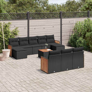 11-dijelni set vrtnih sofa od poliratana s jastucima crni
