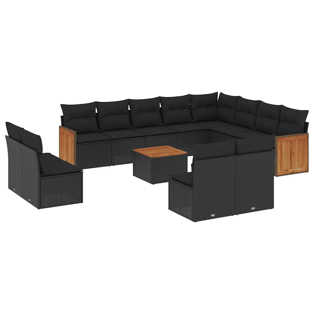 13-dijelni set vrtnih sofa s jastucima poliratan crni