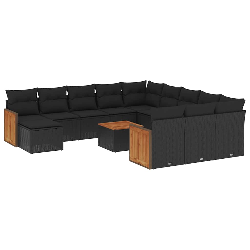 13-dijelni set vrtnih sofa s jastucima poliratan crni
