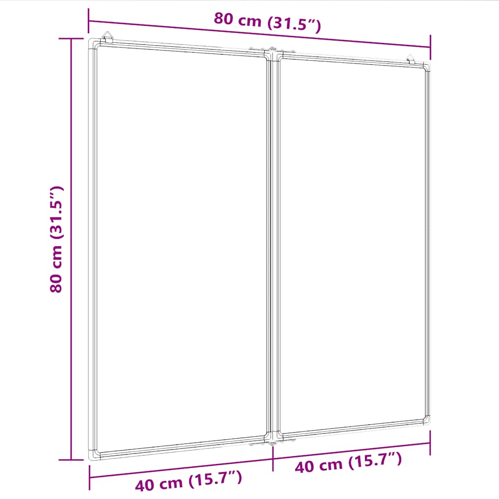 Magnetna bijela ploča sklopiva 80 x 80 x 1,7 cm aluminijska