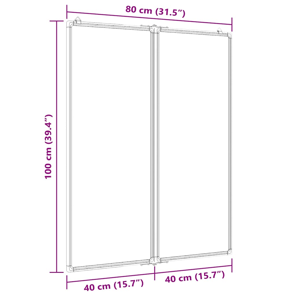 Magnetna bijela ploča sklopiva 80 x 100 x 1,7 cm aluminijska