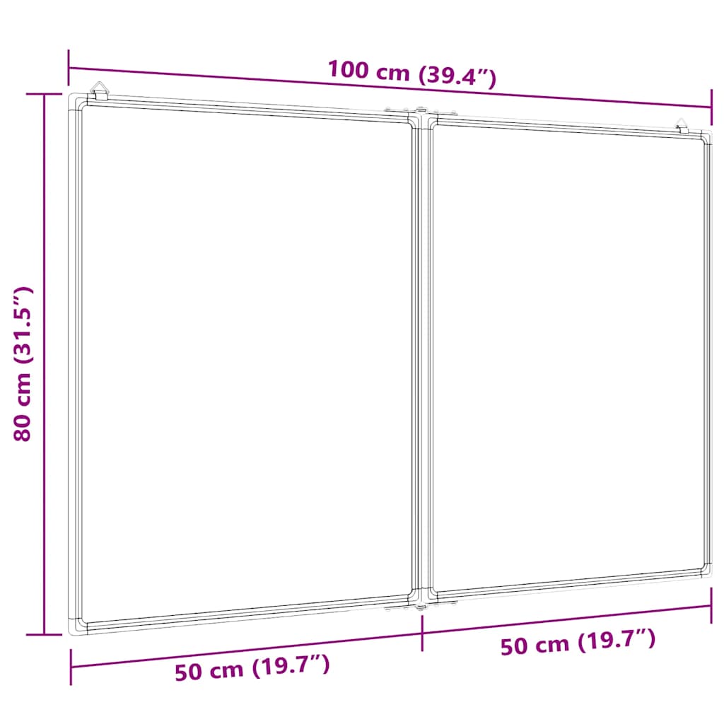 Magnetna bijela ploča sklopiva 100 x 80 x 1,7 cm aluminijska