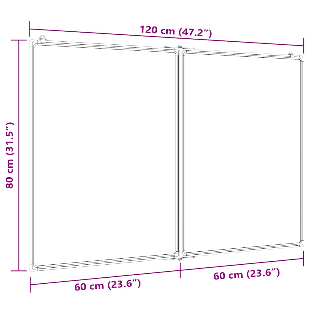 Magnetna bijela ploča sklopiva 120 x 80 x 1,7 cm aluminijska