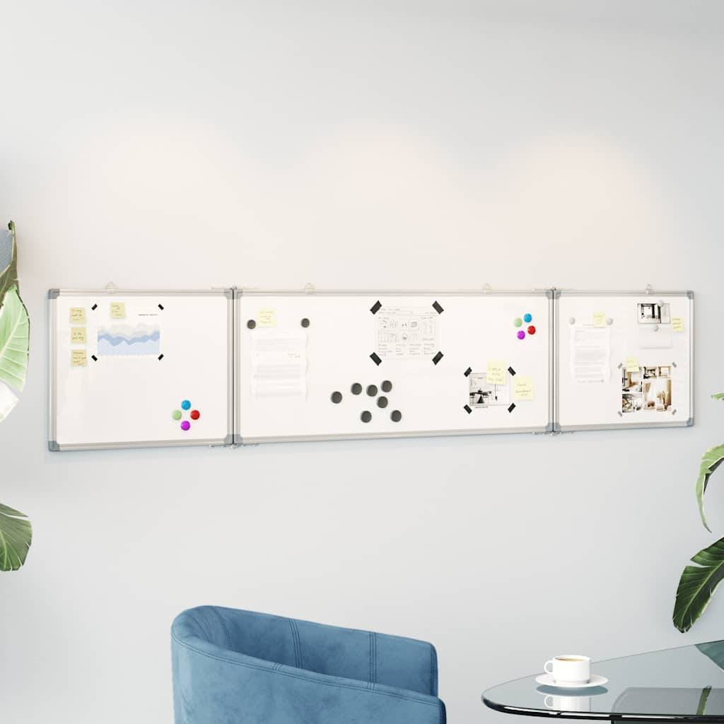 Magnetna bijela ploča sklopiva 200 x 40 x 1,7 cm aluminijska