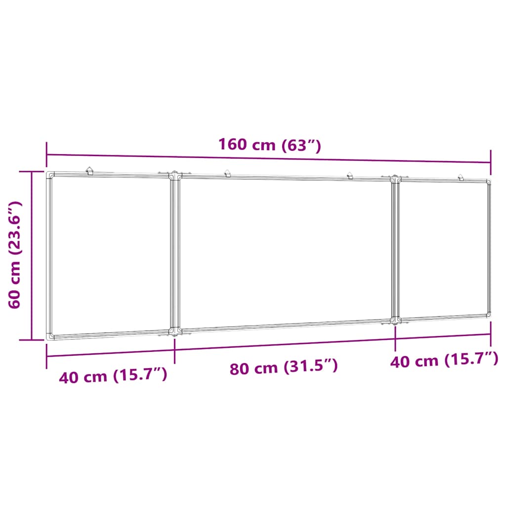 Magnetna bijela ploča sklopiva 160 x 60 x 1,7 cm aluminijska