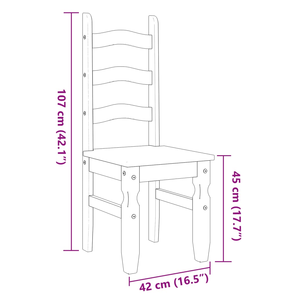 Blagovaonske stolice Corona 2 kom 42x47x107 cm masivna borovina