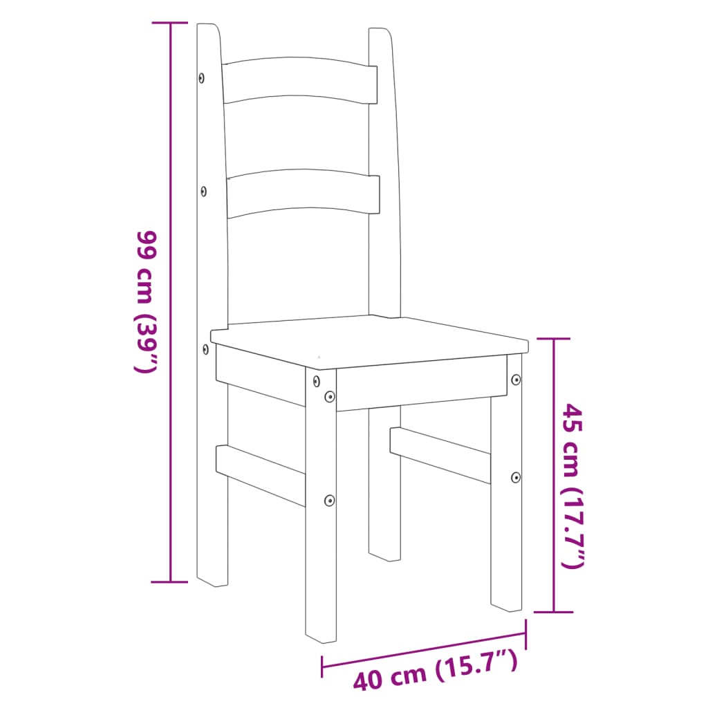 Blagovaonske stolice 2 kom sive 40x46x99 cm od masivne borovine