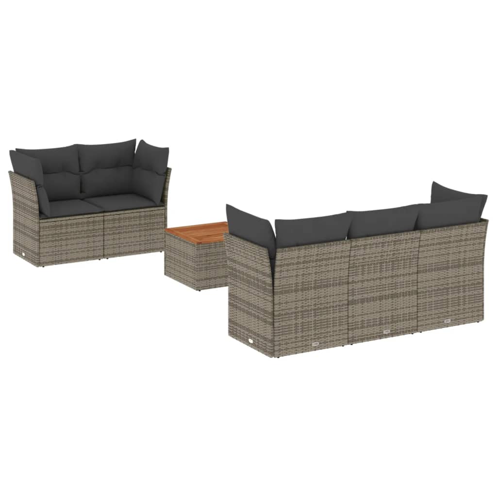6-dijelni set vrtnih sofa od poliratana s jastucima sivi