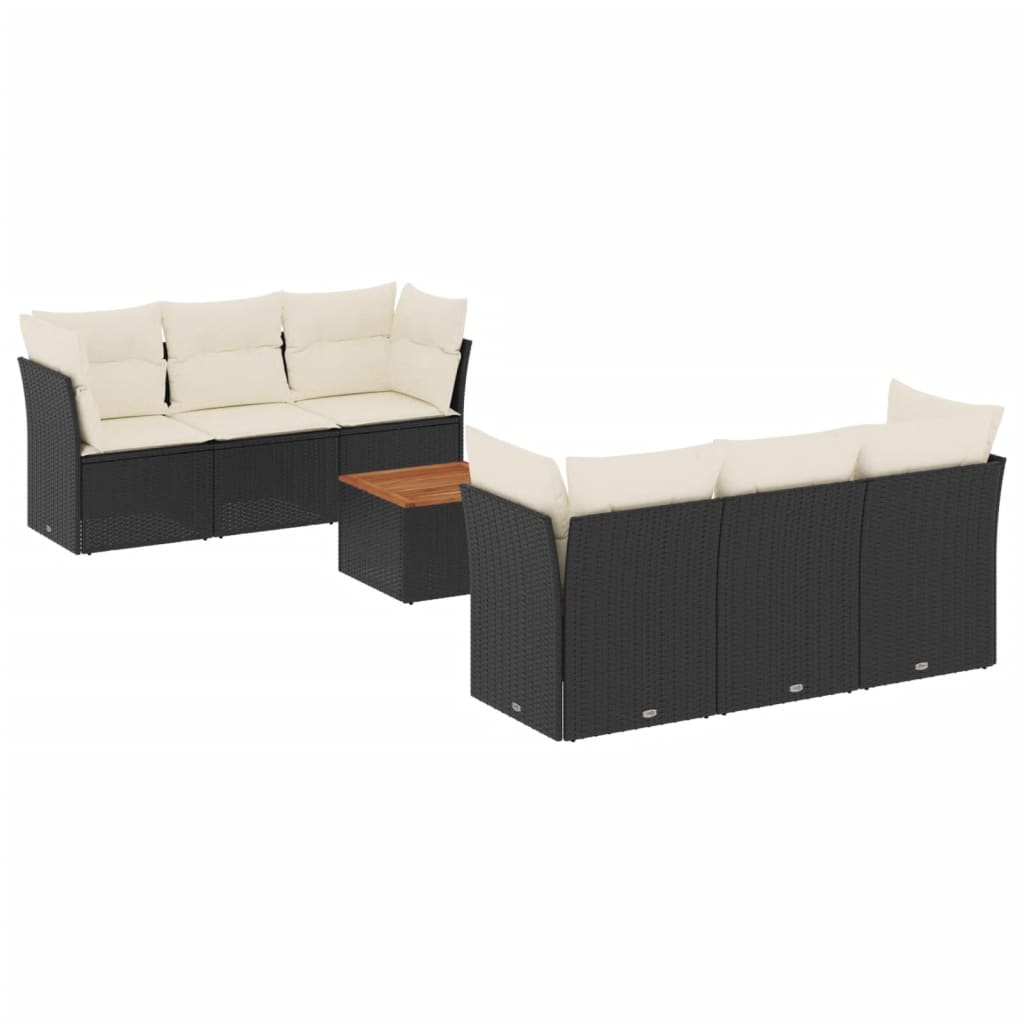 7-dijelni set vrtnih sofa od poliratana s jastucima crni