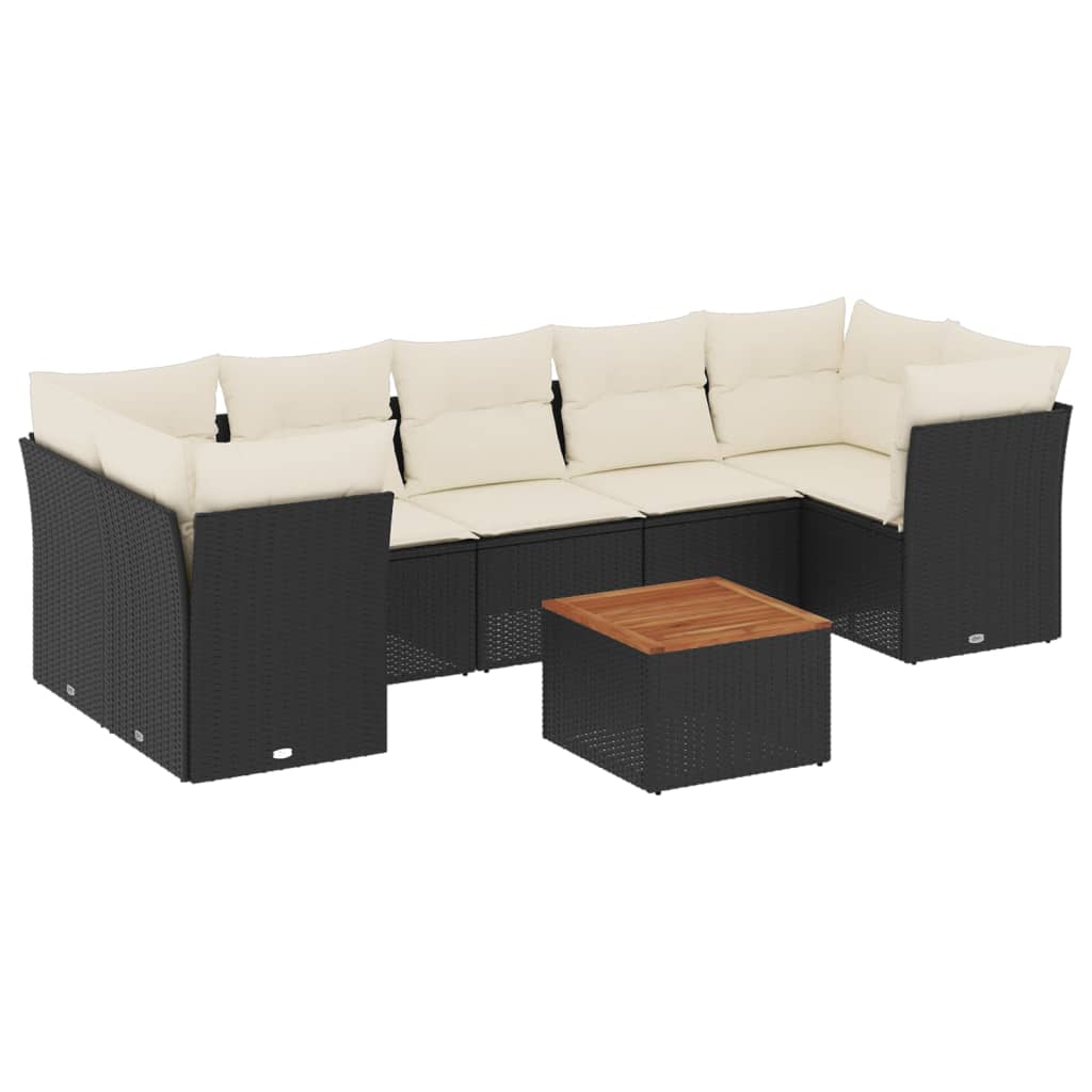 8-dijelni set vrtnih sofa od poliratana s jastucima crni