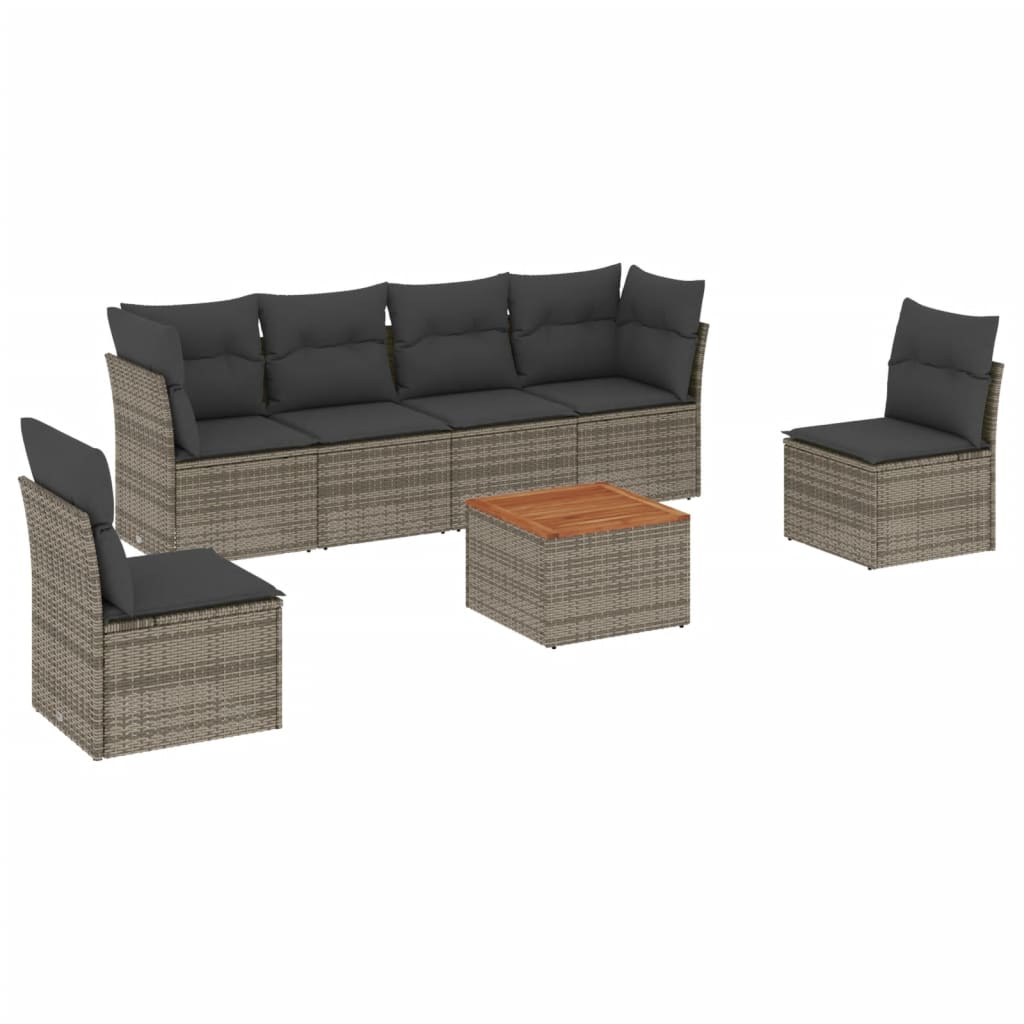 7-dijelni set vrtnih sofa sivi od poliratana