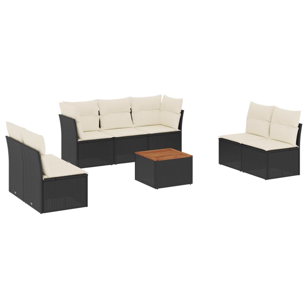 8-dijelni set vrtnih sofa od poliratana s jastucima crni
