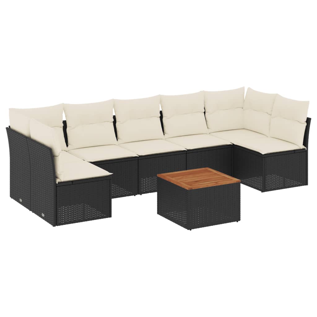 8-dijelni set vrtnih sofa od poliratana s jastucima crni